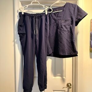 Jaanuu Navy Blue Women's Scrub Set